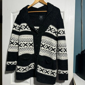 Samsara Wool Blend Cardigan Black White Medium